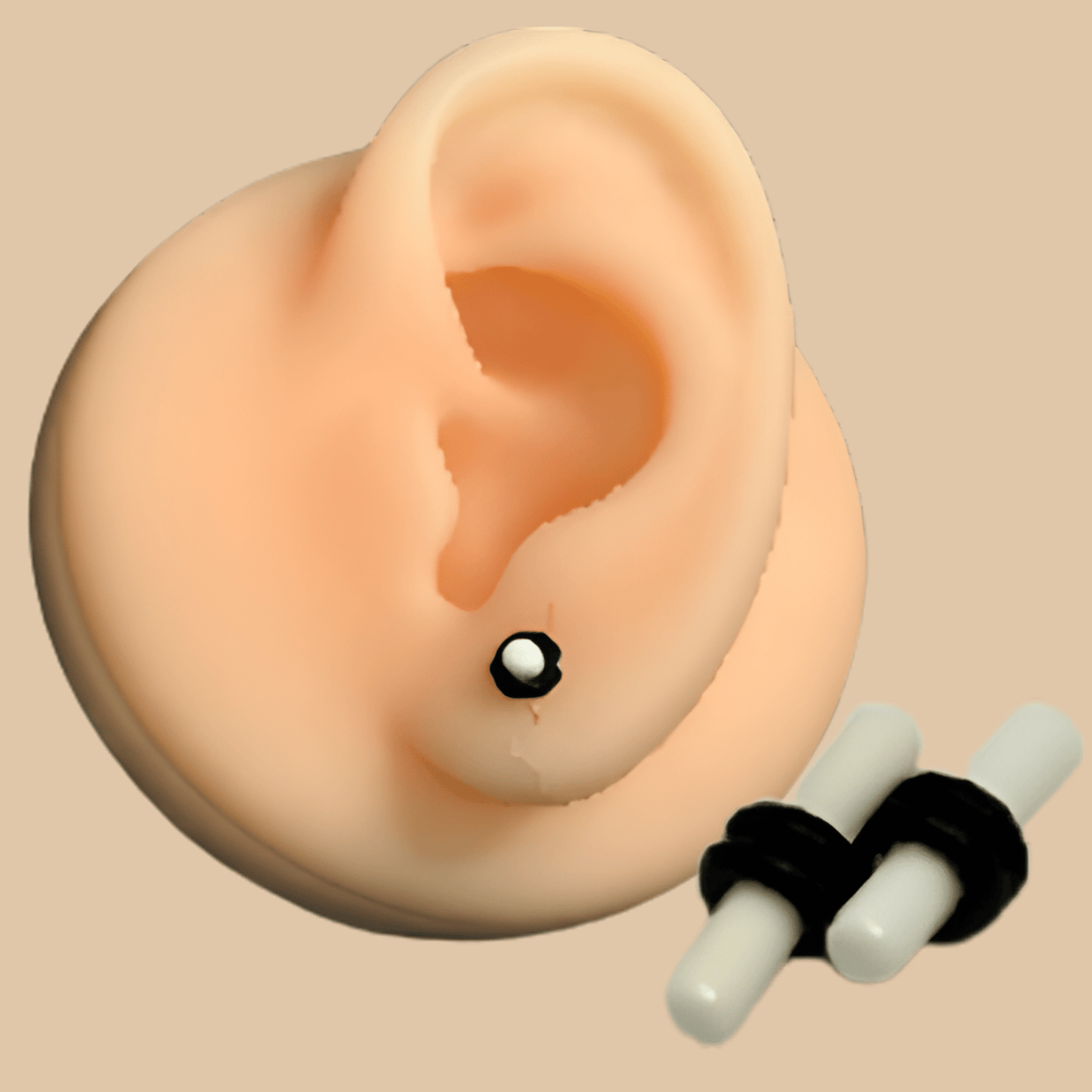 White Ear Plug Small Piercing Jewelry 2PCS - COLO
