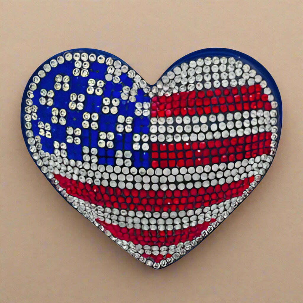 USA Flag Heart Dazzle Magnet - COLO