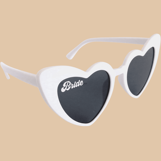 Bride Heart-Shaped Bachelorette Party Sunglasses (White) - COLO