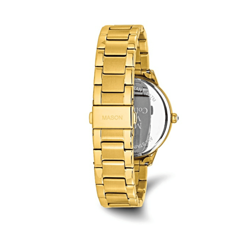 Mason Yellow IP Stainless Steel Watch – Black Dial with Crystal Accents RJ-222 - COLO