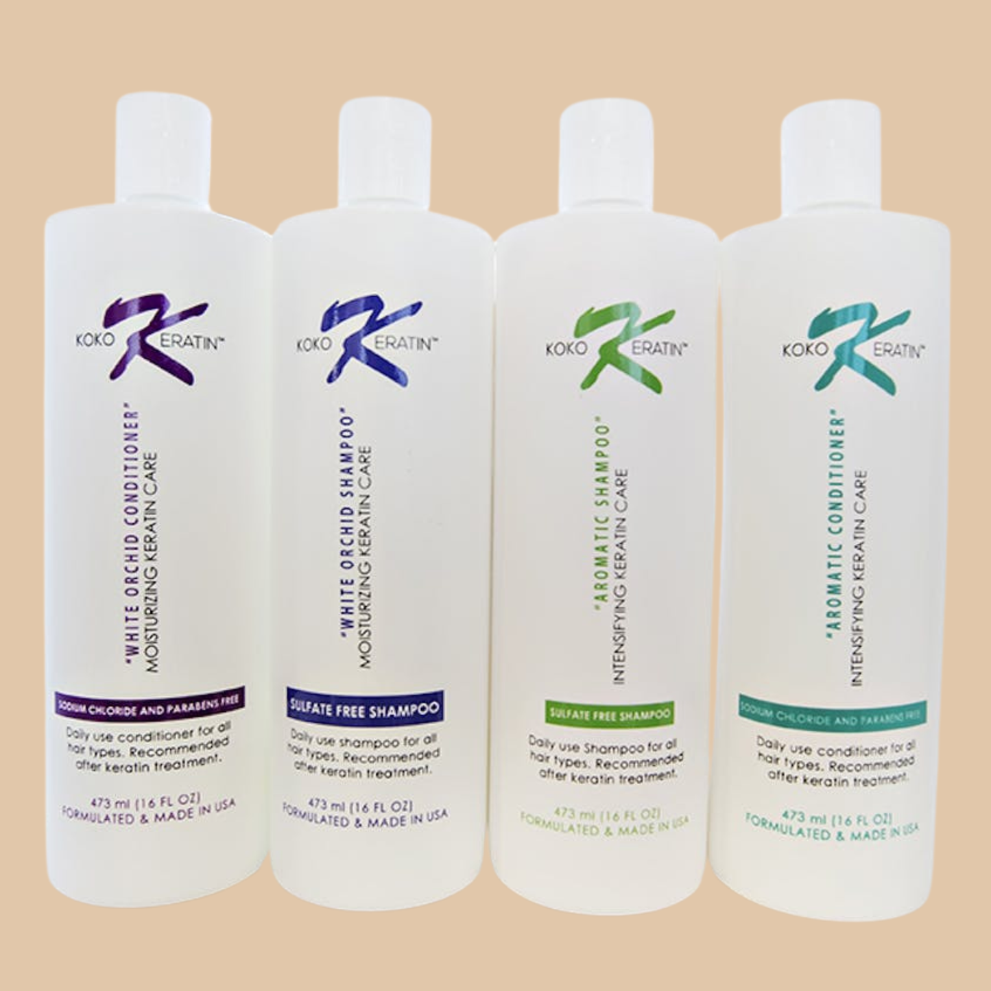 Koko Keratin Aromatic Shampoo & Conditioner – Intensifying Keratin Care (16oz)