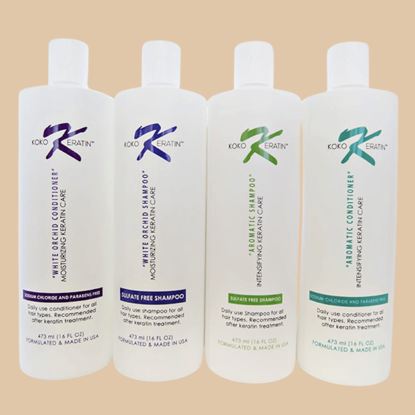 Koko Keratin Aromatic Shampoo & Conditioner – Intensifying Keratin Care (16oz) - COLO
