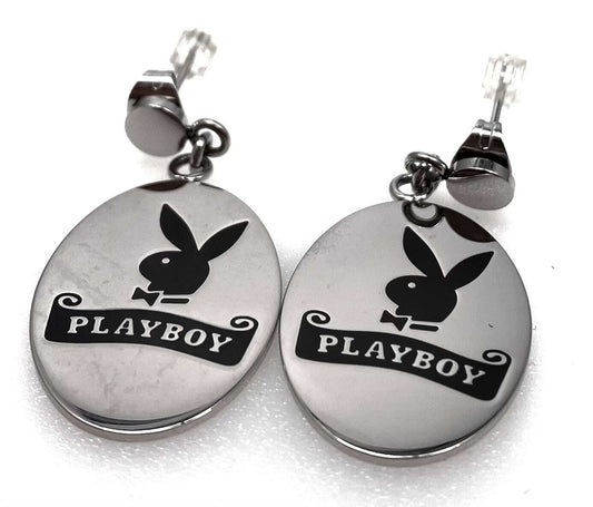 PLAYBOY HANGING DISK TAGS EARRING - COLO