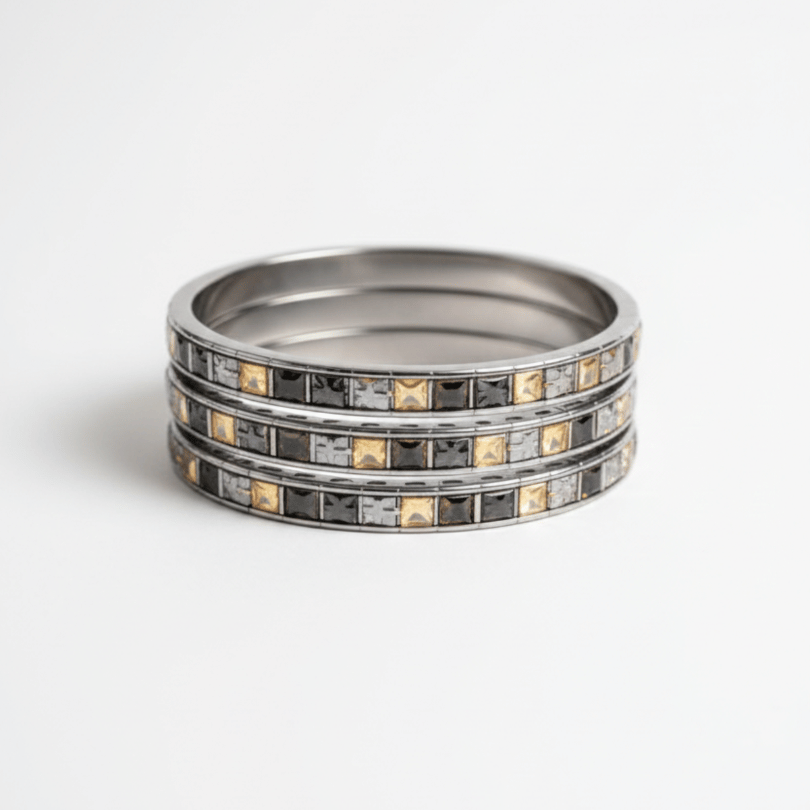 Unisex Triple Stainless Steel Cross Bracelet Set