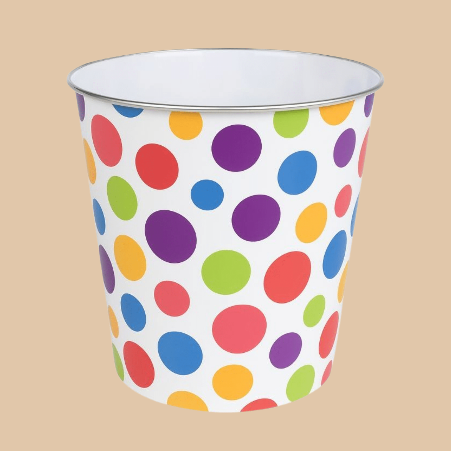 Medium Wastebasket Dots Color Fun Print 9" - COLO