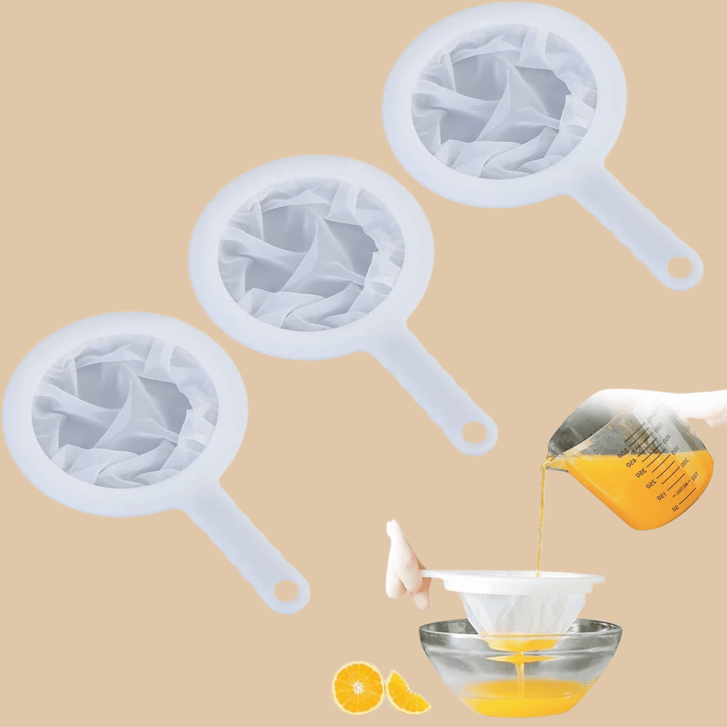 Ultra-Fine Mesh Kitchen Strainer Set 3PCS - COLO