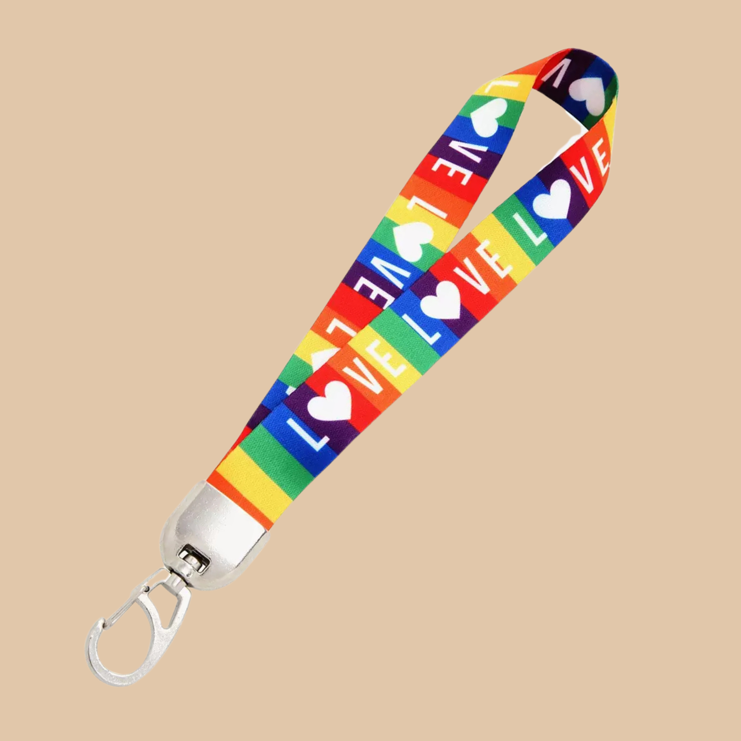 Rainbow Heart Wrist Lanyard