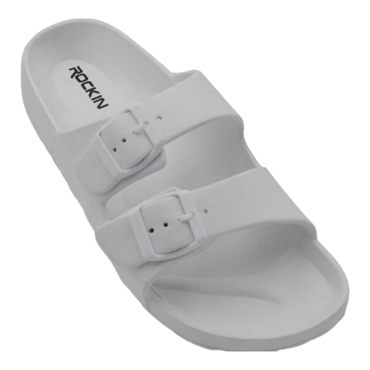 Huntington Buckle Slides- White