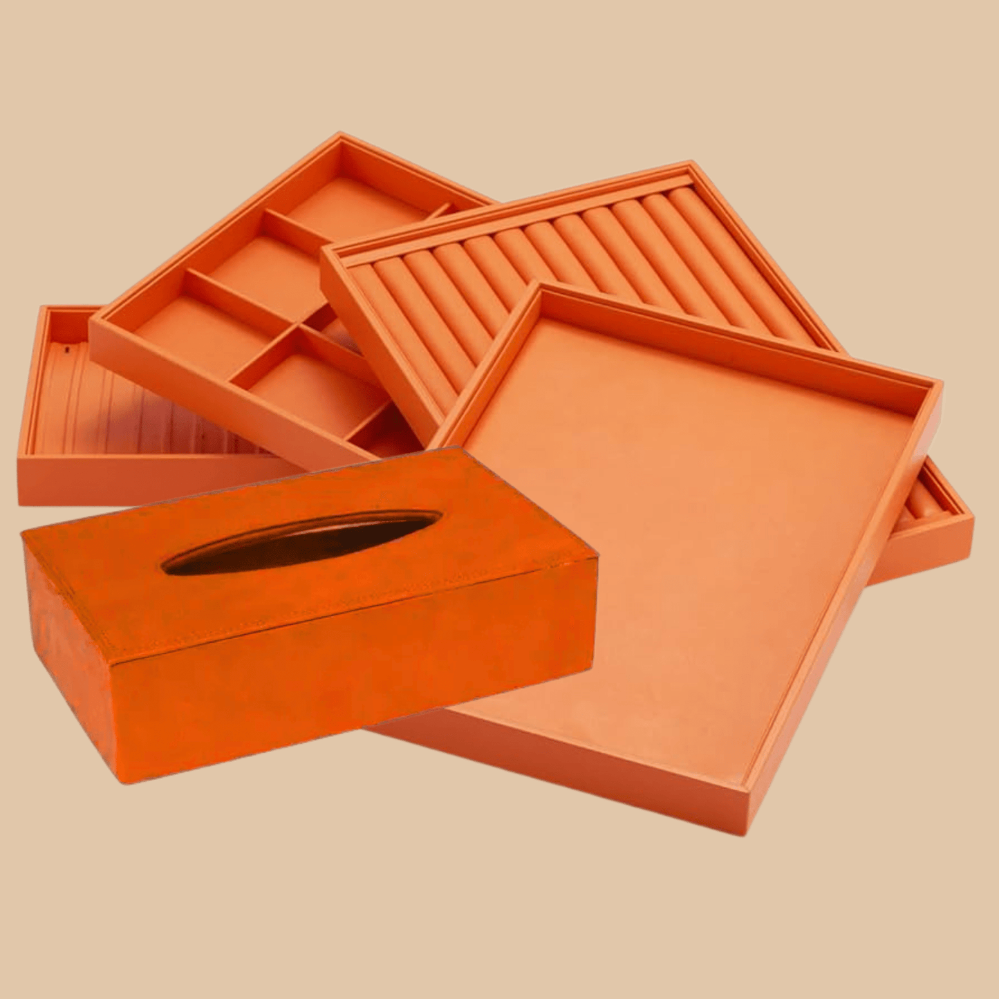 Drawer Organizer Set 4 Pcs Orange Leather - COLO