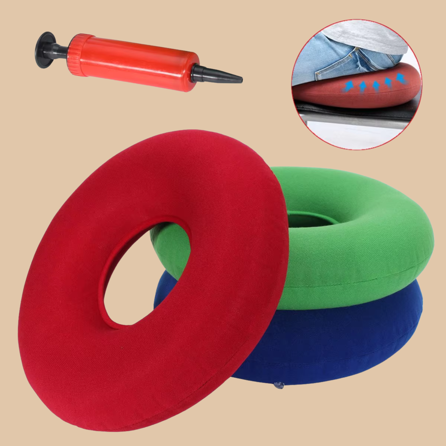 Inflatable Donut Seat Cushion Red