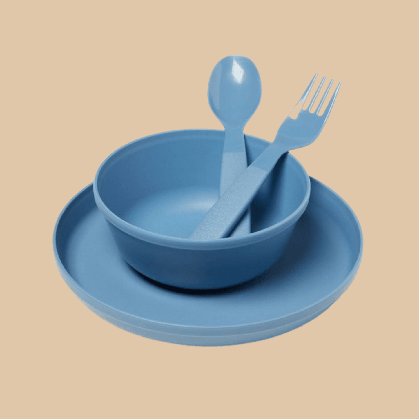4-Piece Plastic Dishware Set (Blue) - COLO