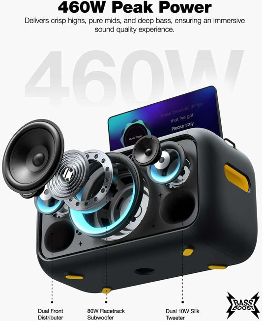 Karaoke Machine Ikarao X1 with Lyrics Display, Built-in 13.3" Screen, Truly All in One Karaoke Machine with 2 Wireless Microphone (Hidden & Self Charging), 460W Bluetooth Speaker for Party, TV - COLO