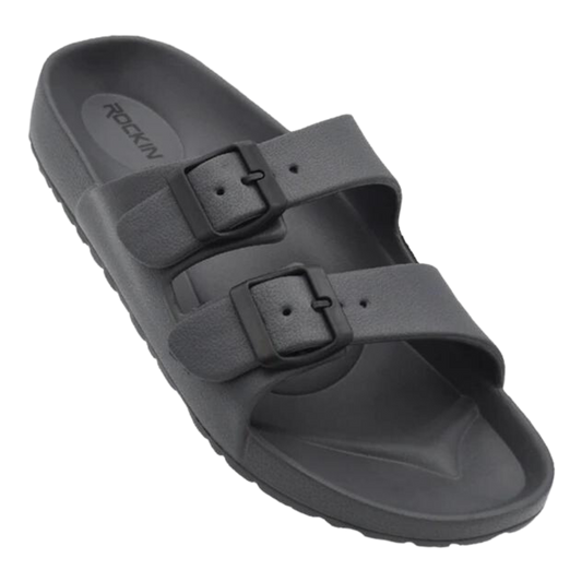 Huntington Buckle Slides- Charcoal