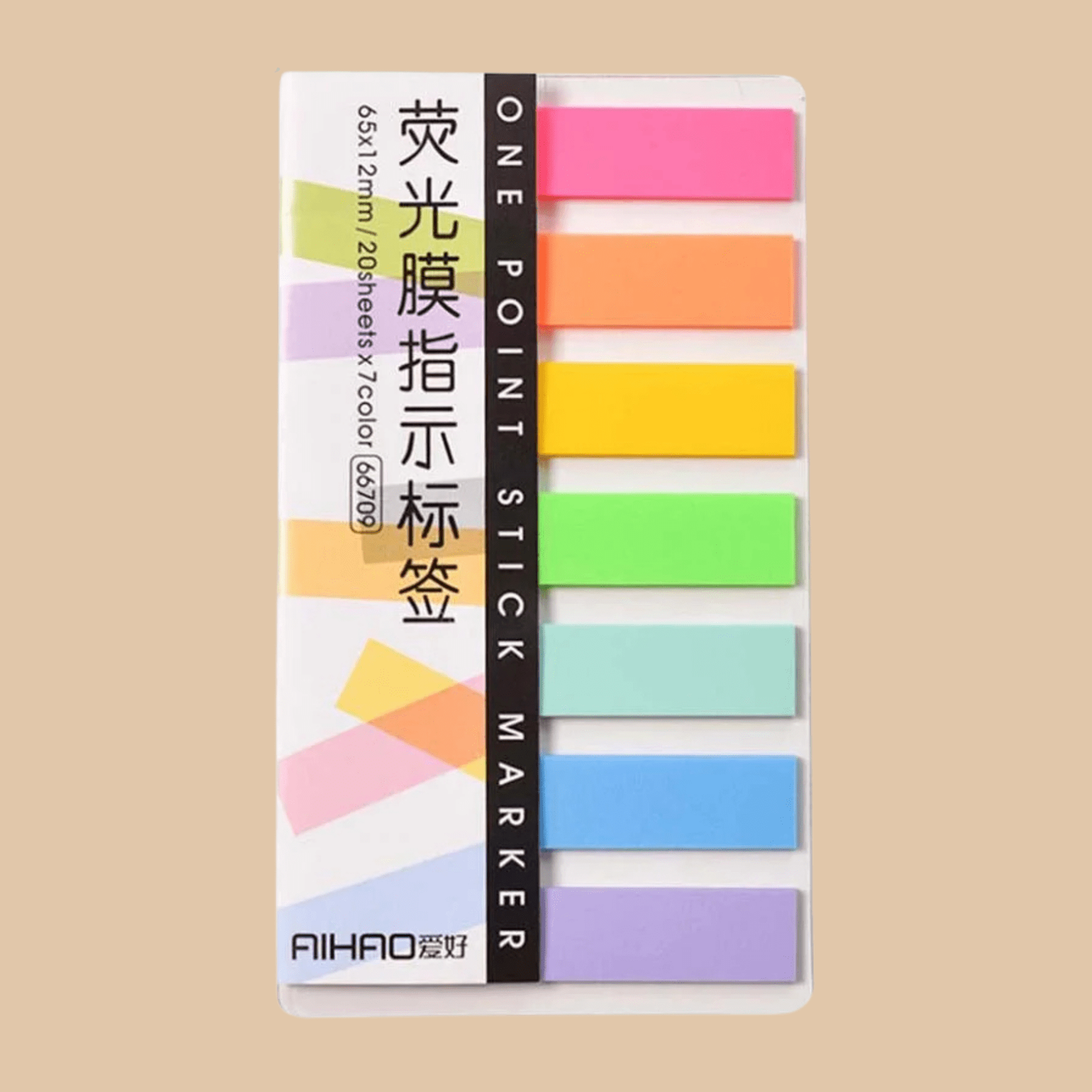Fluorescent Neon Bookmark Sticker, 7 Colors Set - COLO