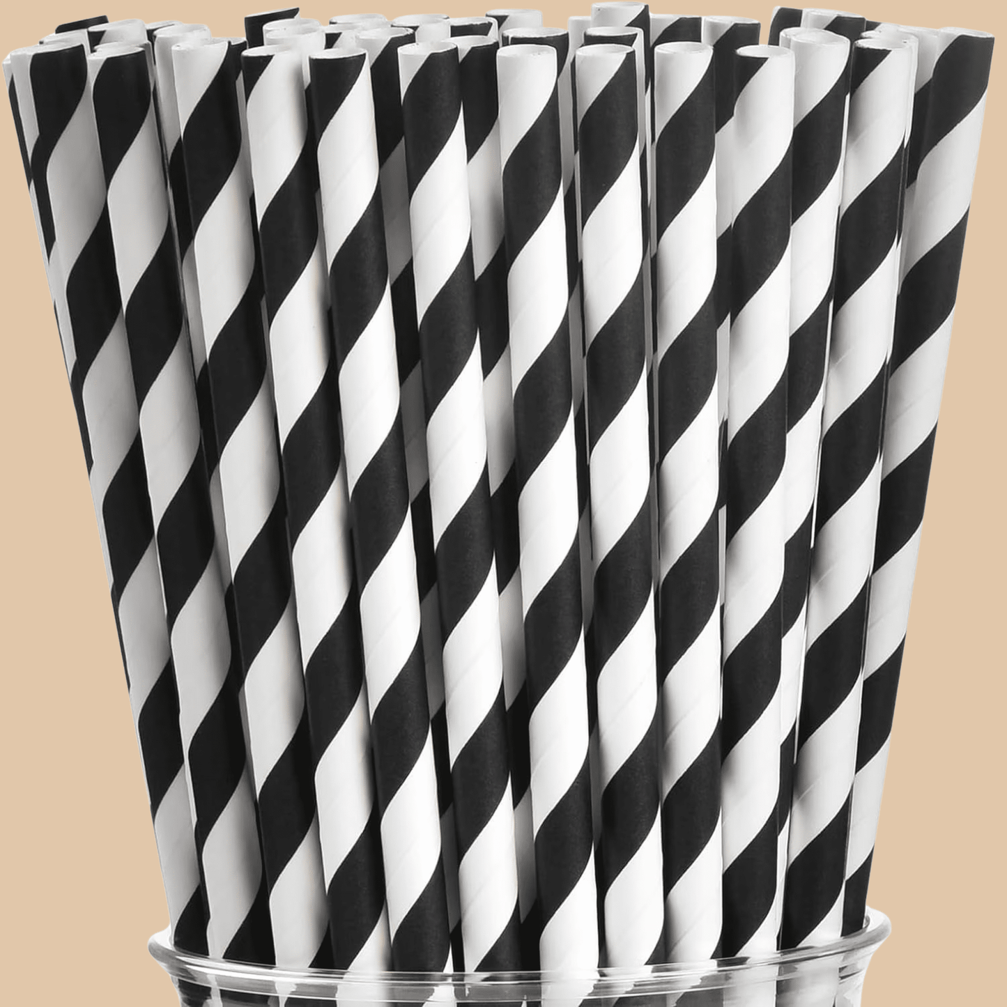 Black and White Swirl Paper Straws 25 Pack - COLO