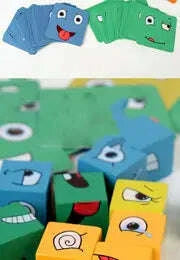 Interactive Face-Changing puzzle cube Cube Toy, Fun Wooden Board Game for Parent-Youngsters Play and Logic Training - COLO