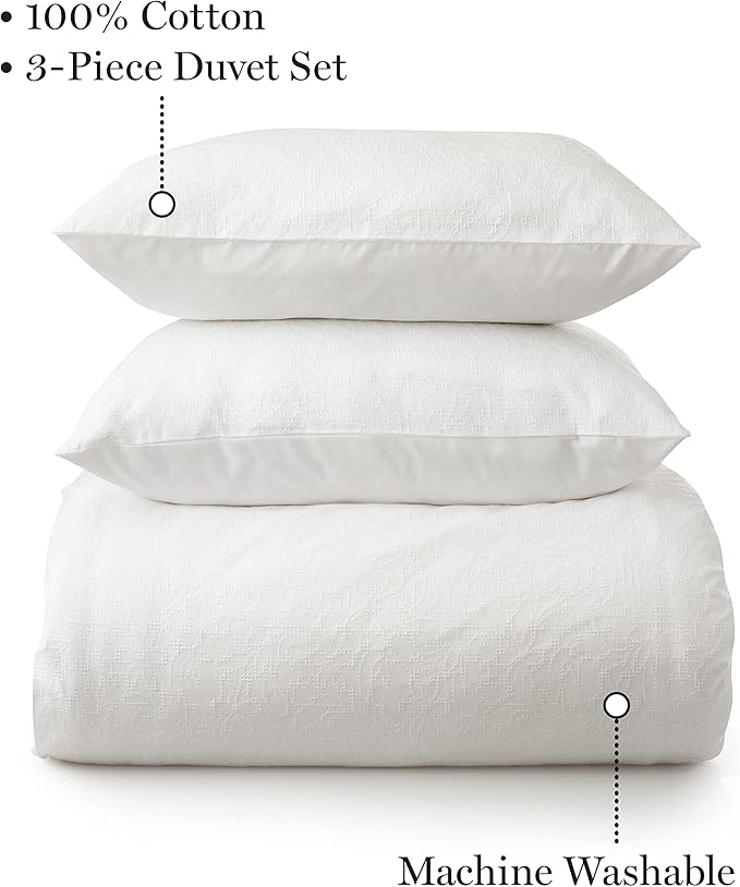 MARTHA STEWART Kinfolk Waffle Jacquard Duvet Cover Queen Size