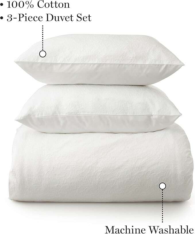 MARTHA STEWART Kinfolk Waffle Jacquard Duvet Cover Queen Size - COLO