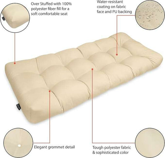 Classic Accessories Patio Bench Cushion, Soft Beige, 48”W - COLO