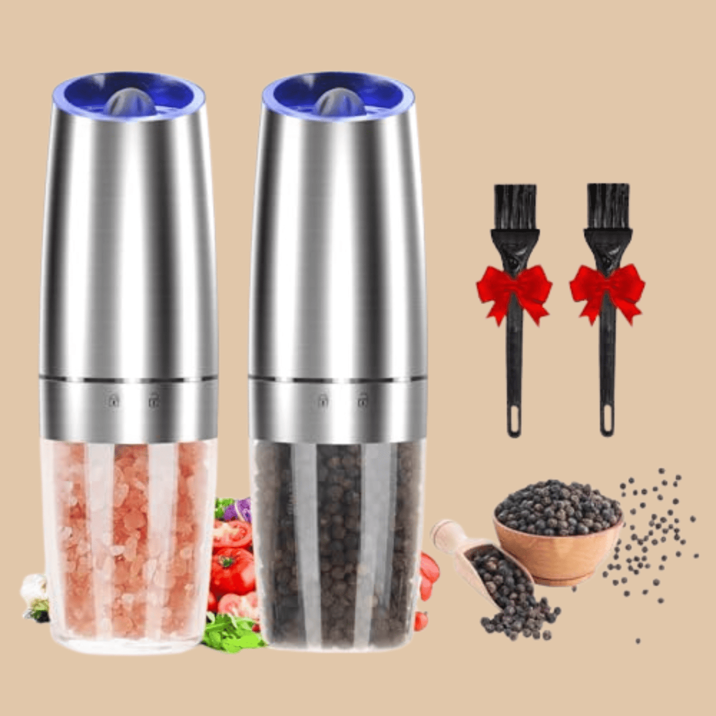 Electric Salt & Pepper Grinder Set Silver V2 - COLO