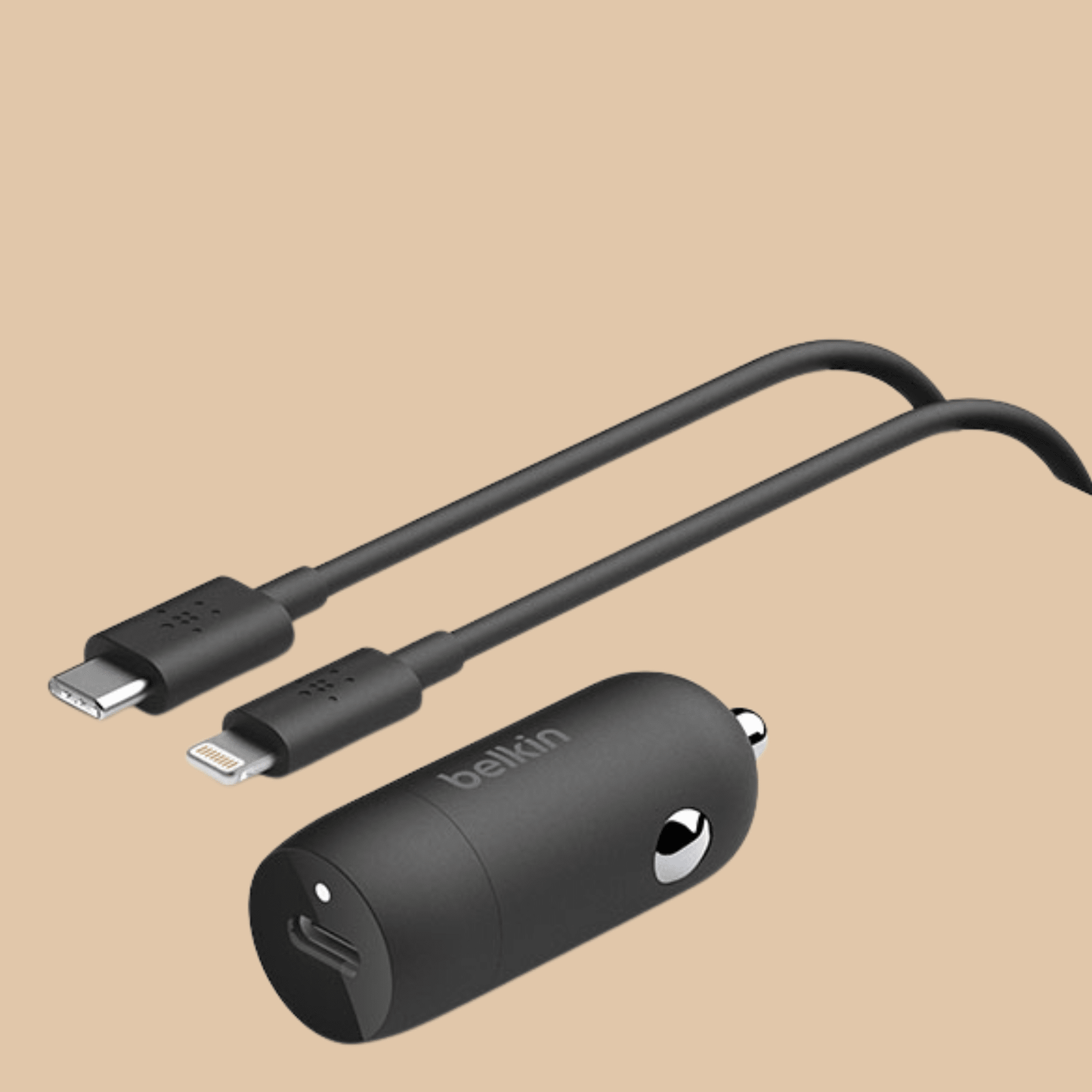 Belkin BoostCharge 30W USB-C Compact Fast Car Charger w/ Cable (Black) - COLO