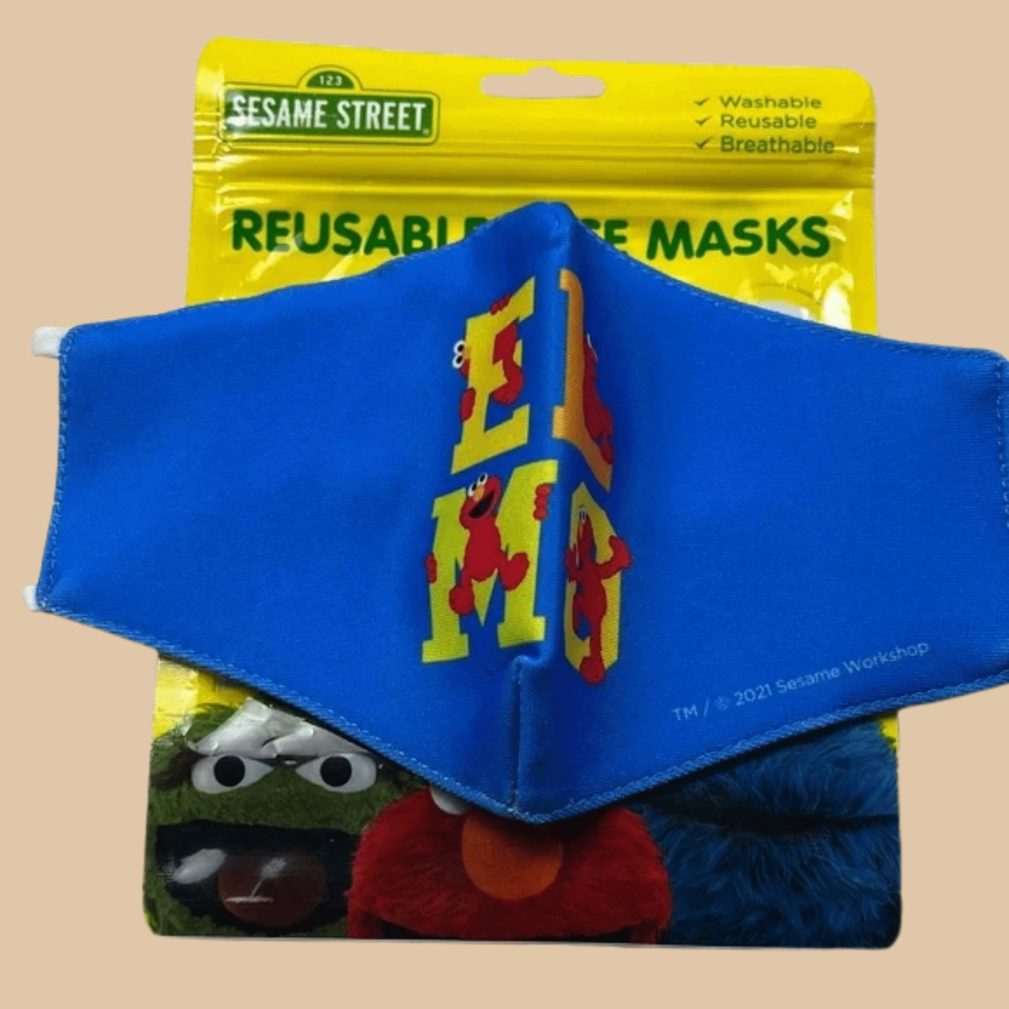 Kids Sesame Street Blue Letter & Elmo Reusable Face Mask - COLO
