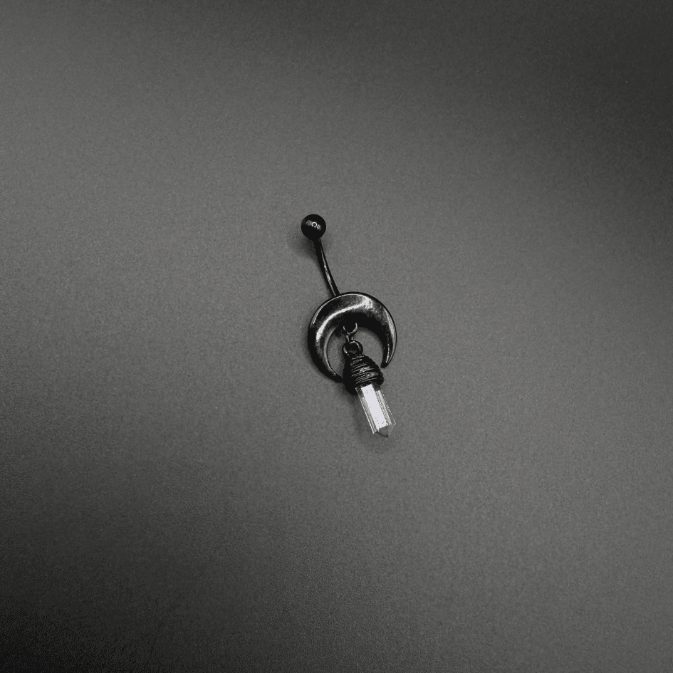 Black Moon Belly Button Ring with Stones - COLO