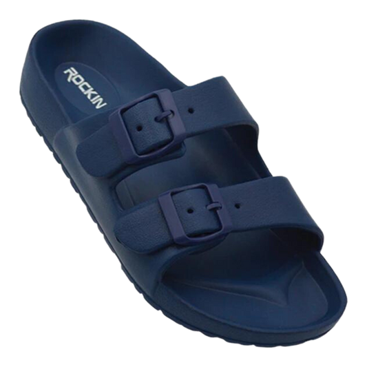 Huntington Buckle Slides- Navy