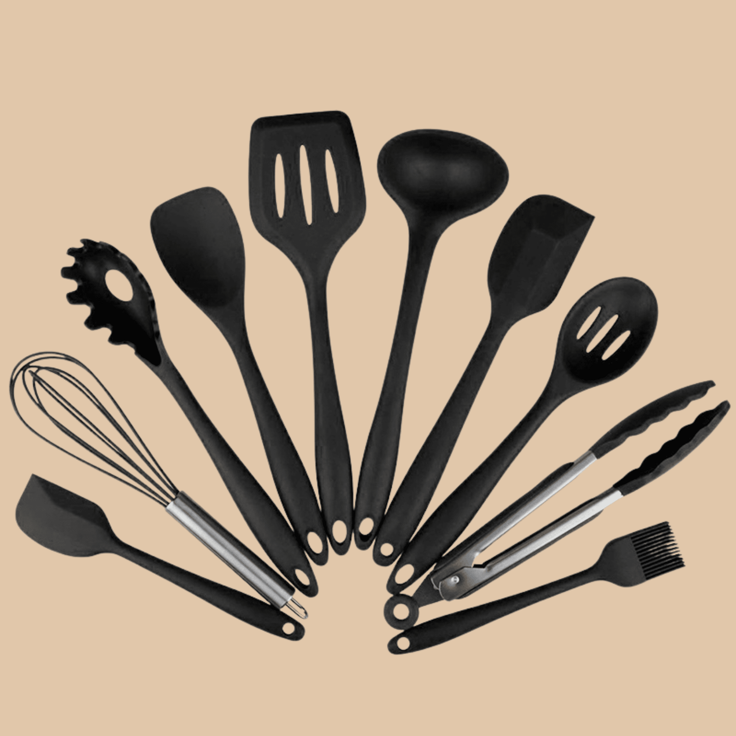 Black Silicone Kitchen Utensils Set 11 Piece - COLO