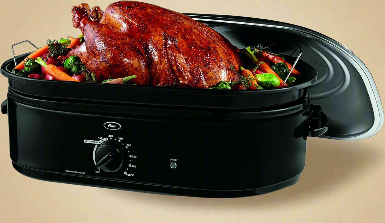 Oster CKSTRS18-BSB-W 18-Quart Roaster Oven with Self-Basting Lid, Black - COLO