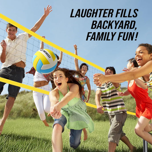 Patiassy Portable Professional Outdoor Volleyball Net Set with Adjustable Height Aluminum Poles, Winch System, Volleyball with Pump and Carrying Bag for Backyard Beach