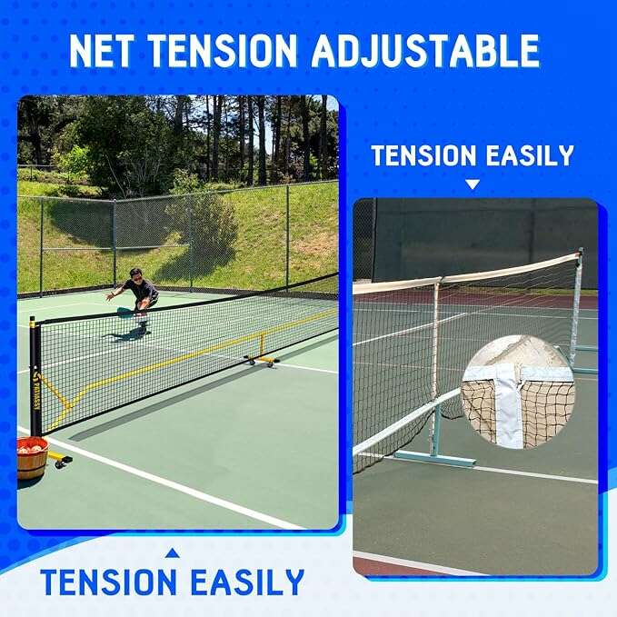 Patiassy Portable Outdoor Pickleball Net Set with Net Tension Adjuster, Wheels, 8 Sandbags and Carry Bag for Driveway - COLO