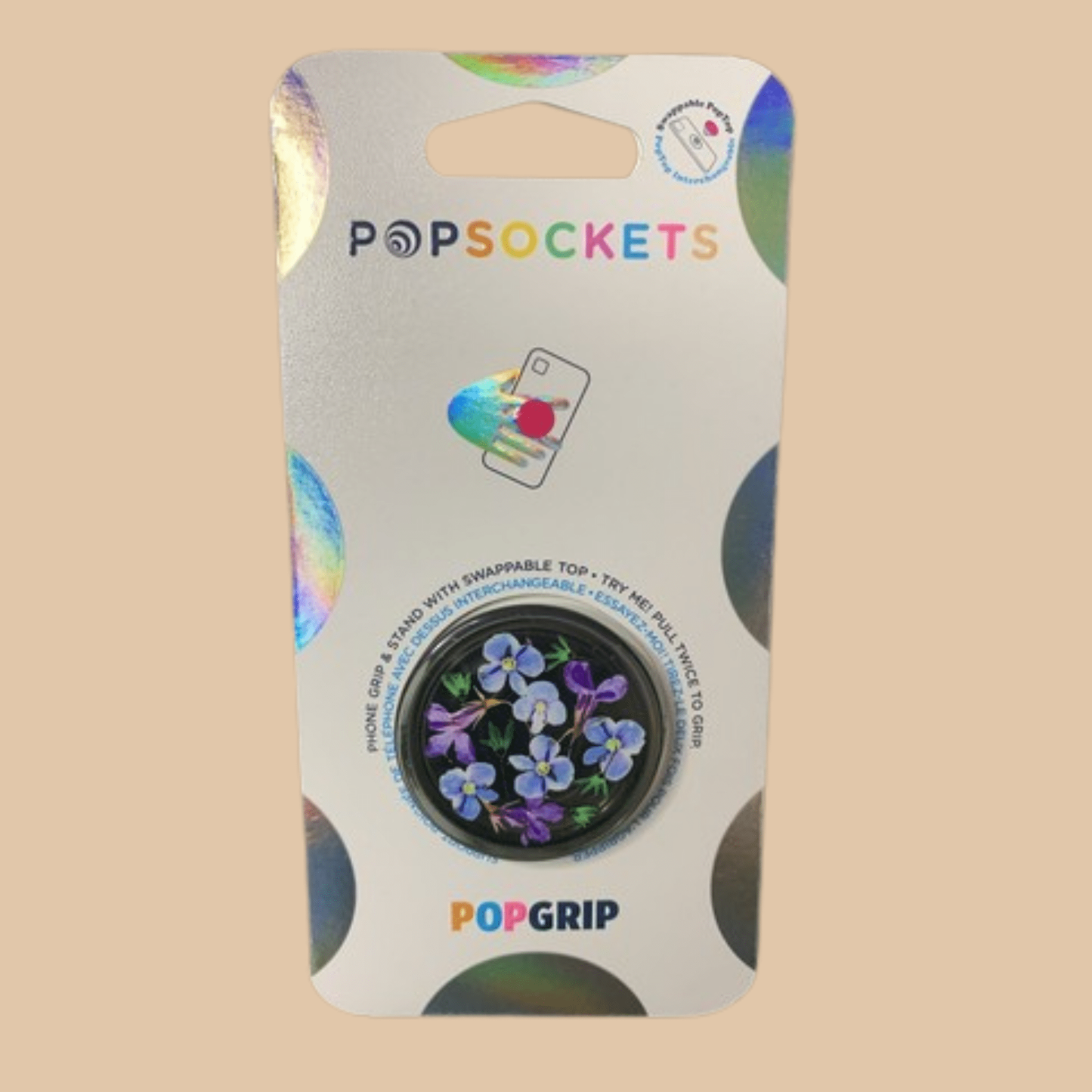 PopGrip Translucent Night Garden Flowers Blue/Purple/Green/Black - COLO