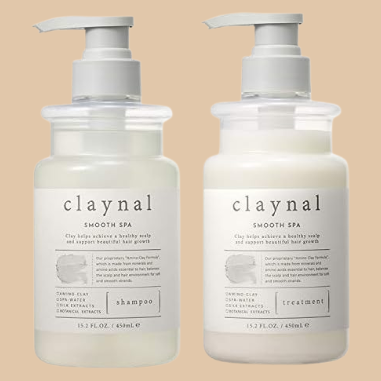 Claynal Smooth SPA Shampoo and Treatment 15.2 fl oz 450ml