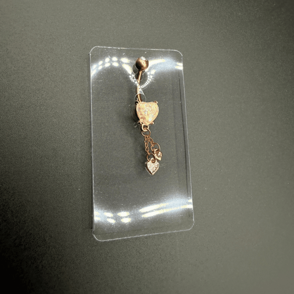 Gold Heart Belly Button Ring with Stones - COLO