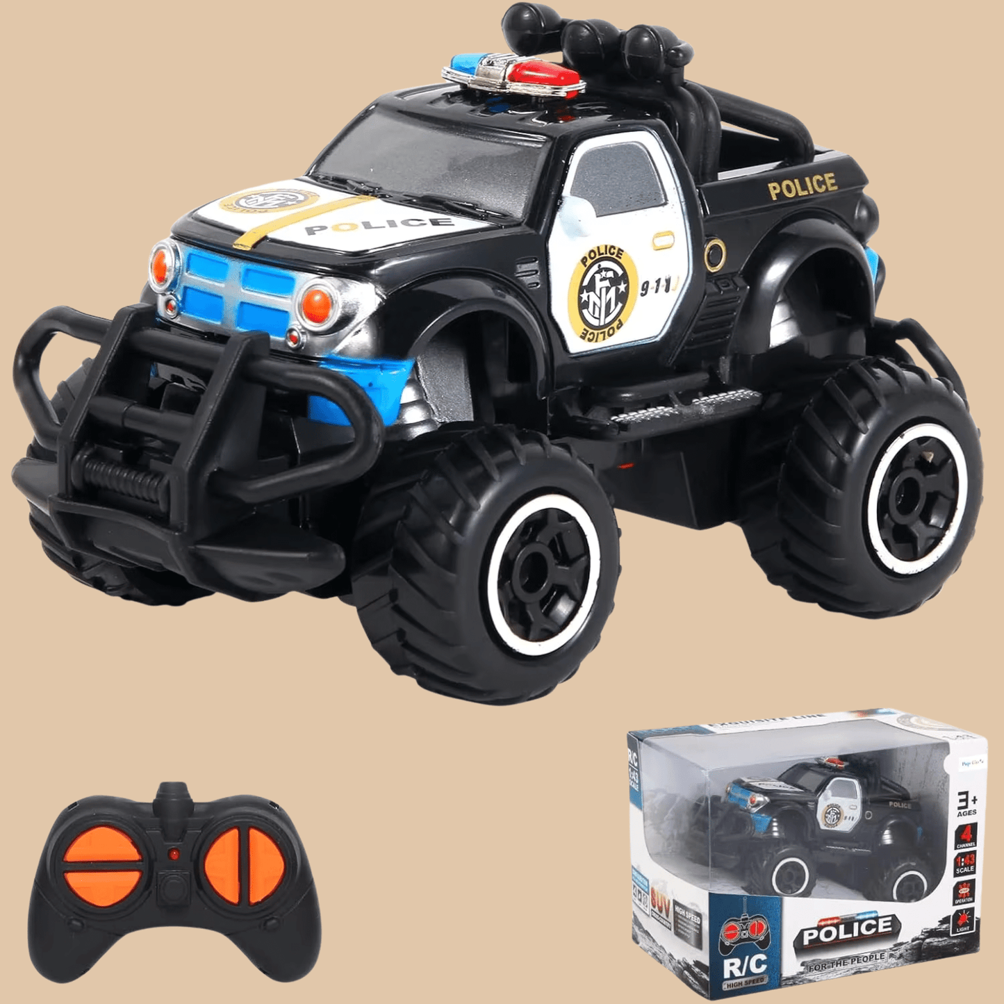 HST RC MINI MIX JEEP ROAD POLICE, Remote Control Race Car COLOR WHITE AND BLACK - COLO