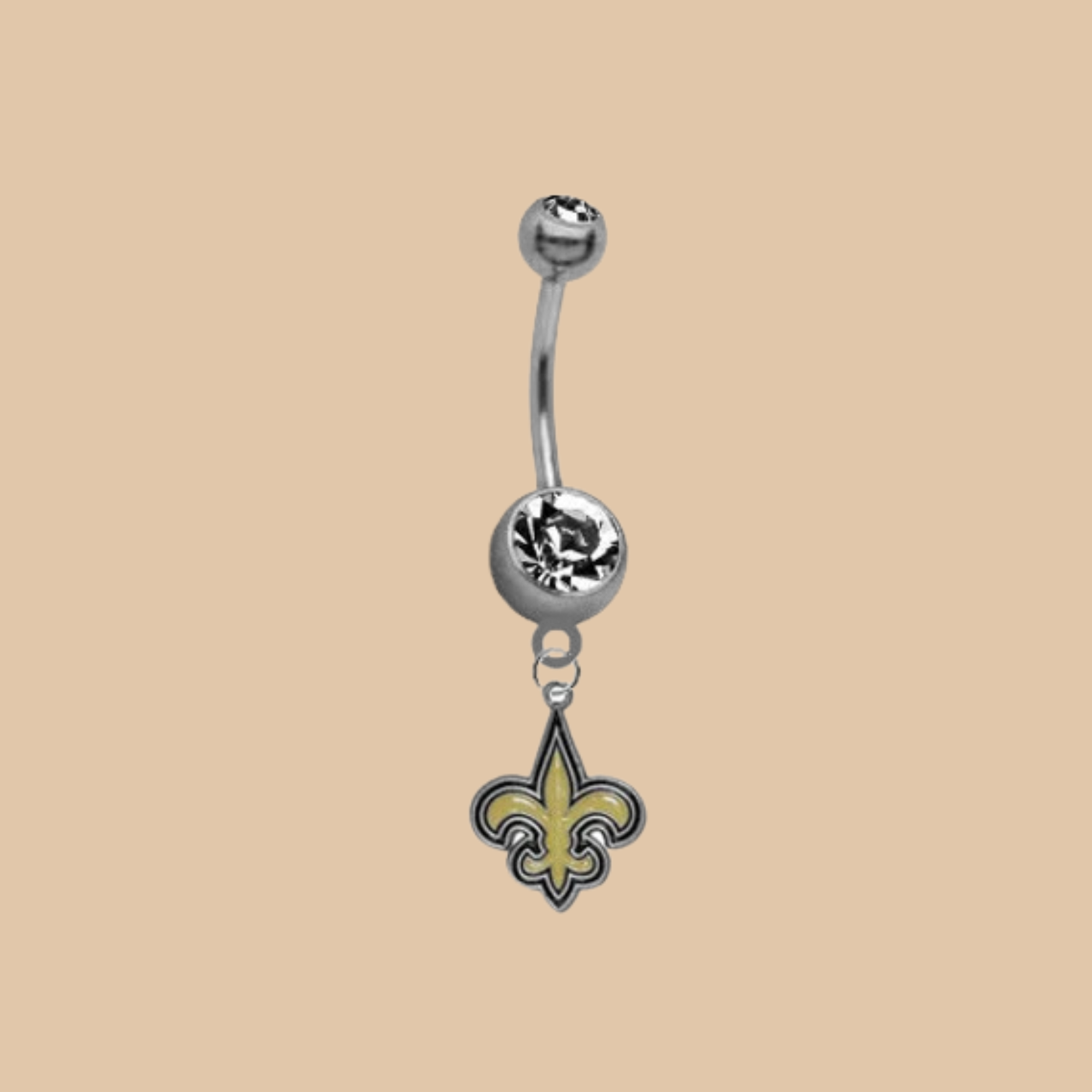 NFL New Orleans Saints Barbell Belly Button Ring Licensed Dangle