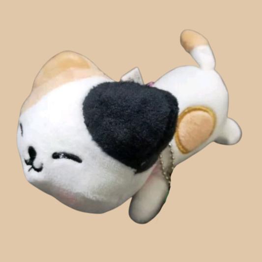 White Weighted Cat Plush Pillow – Large (10"–14")