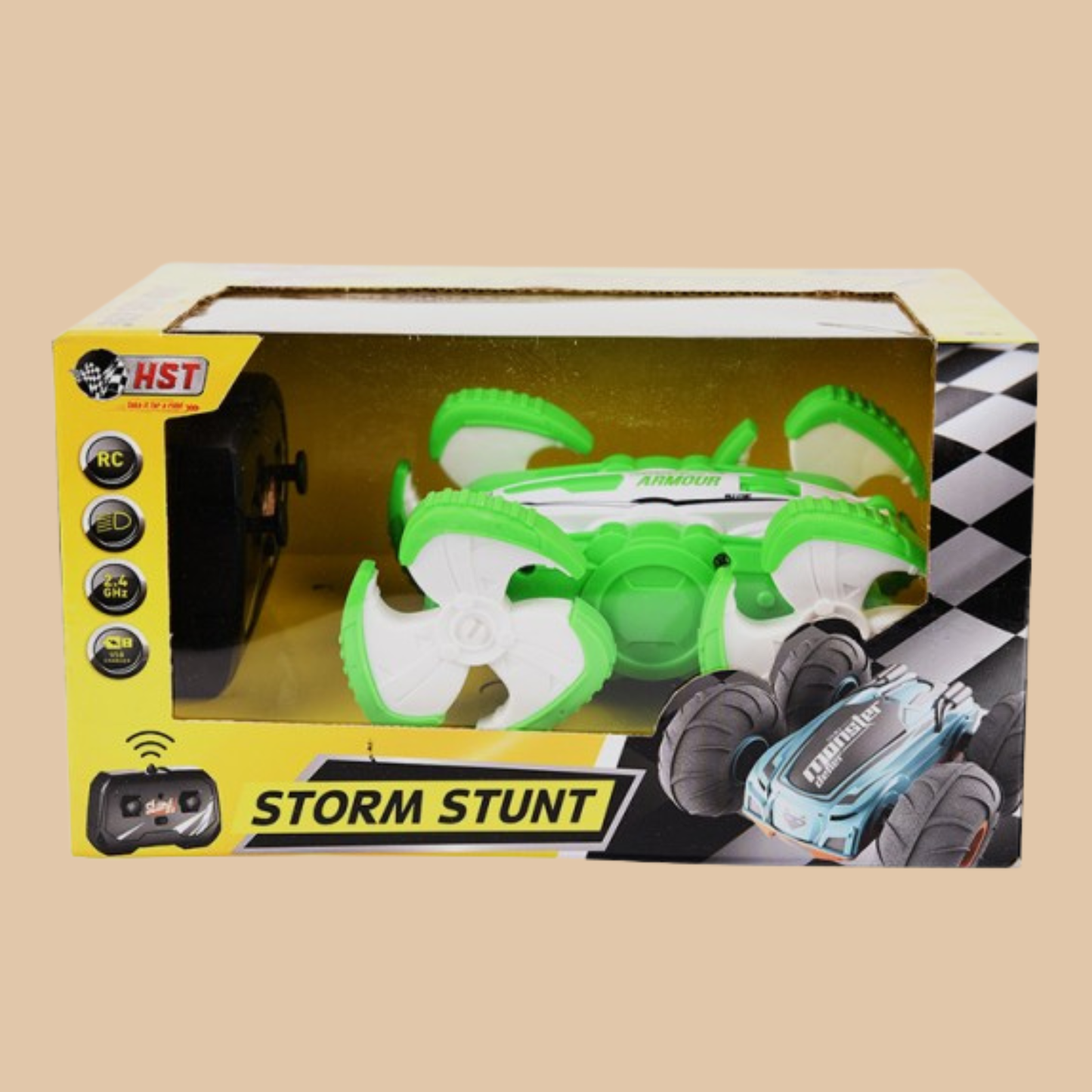 HST RC Storm Stunt 360 Double-Sided Truck – Color Green & White