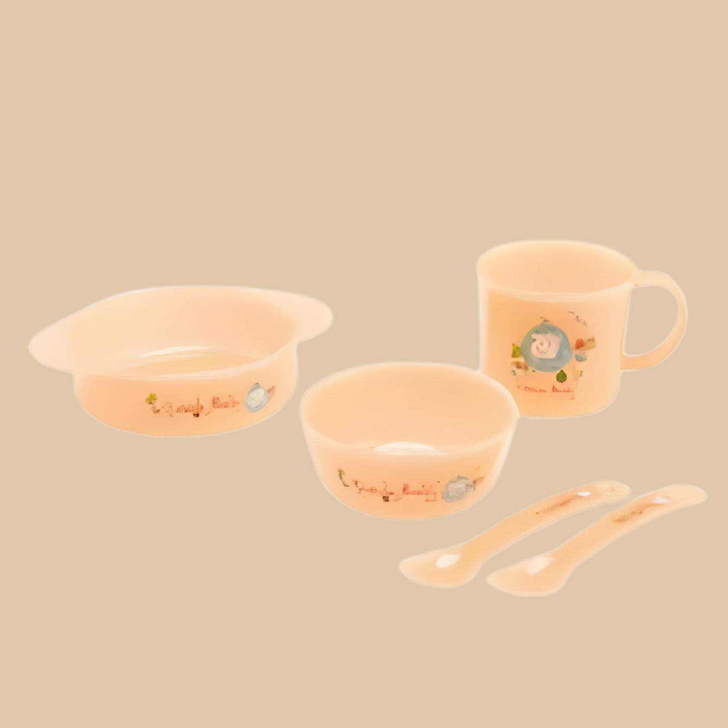 FIVE GROUPS OF TABLEWARE — CUP, DOUBLE EAR BOWL, SMALL BOWL, FORK & SPOON (280mL, 180mL, 200mL)