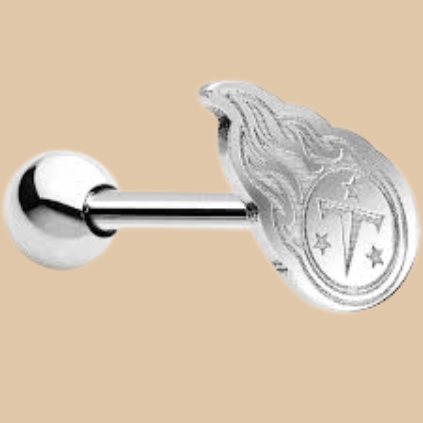 Tennessee Titans NFL Body Jewelry – Barbell Tongue Ring (Silver Logo)
