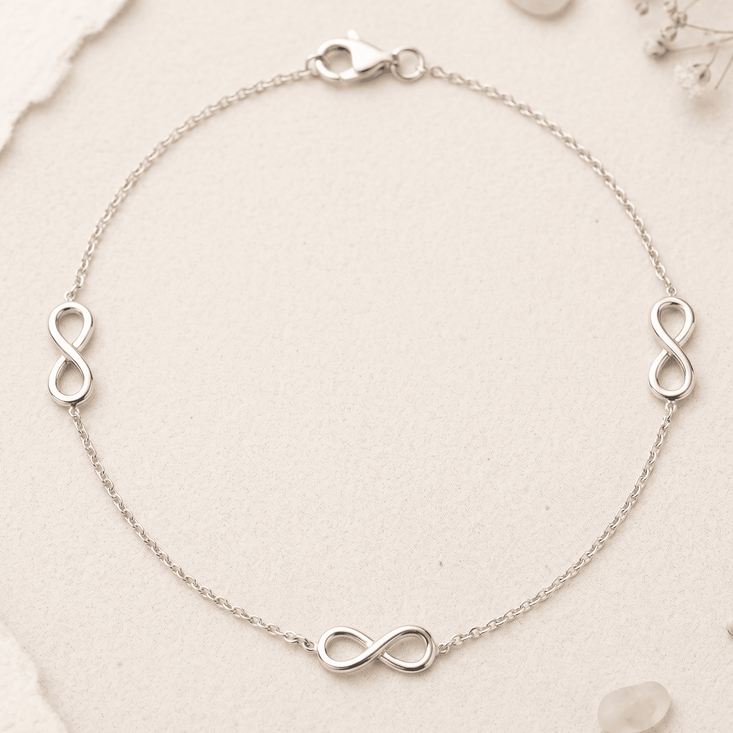 ANKLE BRACELET FIGURE 8 PENDANT ON A LINK CHAIN 10" w/SPRING RING LOCK