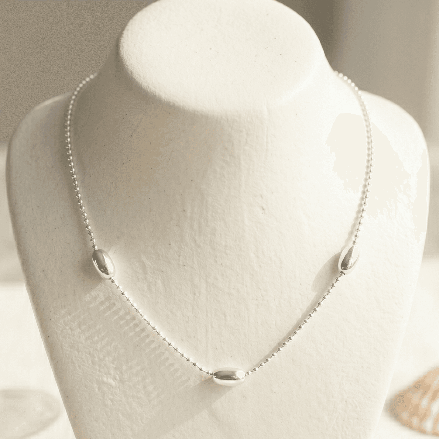 ANKLE BRACELET BEADS ON A DC CUT BALL CHAIN BRACELET 10" w/SPRING RING LOCK