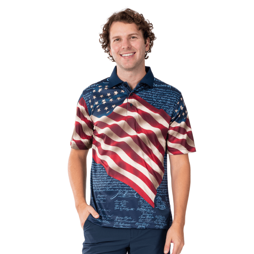 Men's American Flag Tech Polo