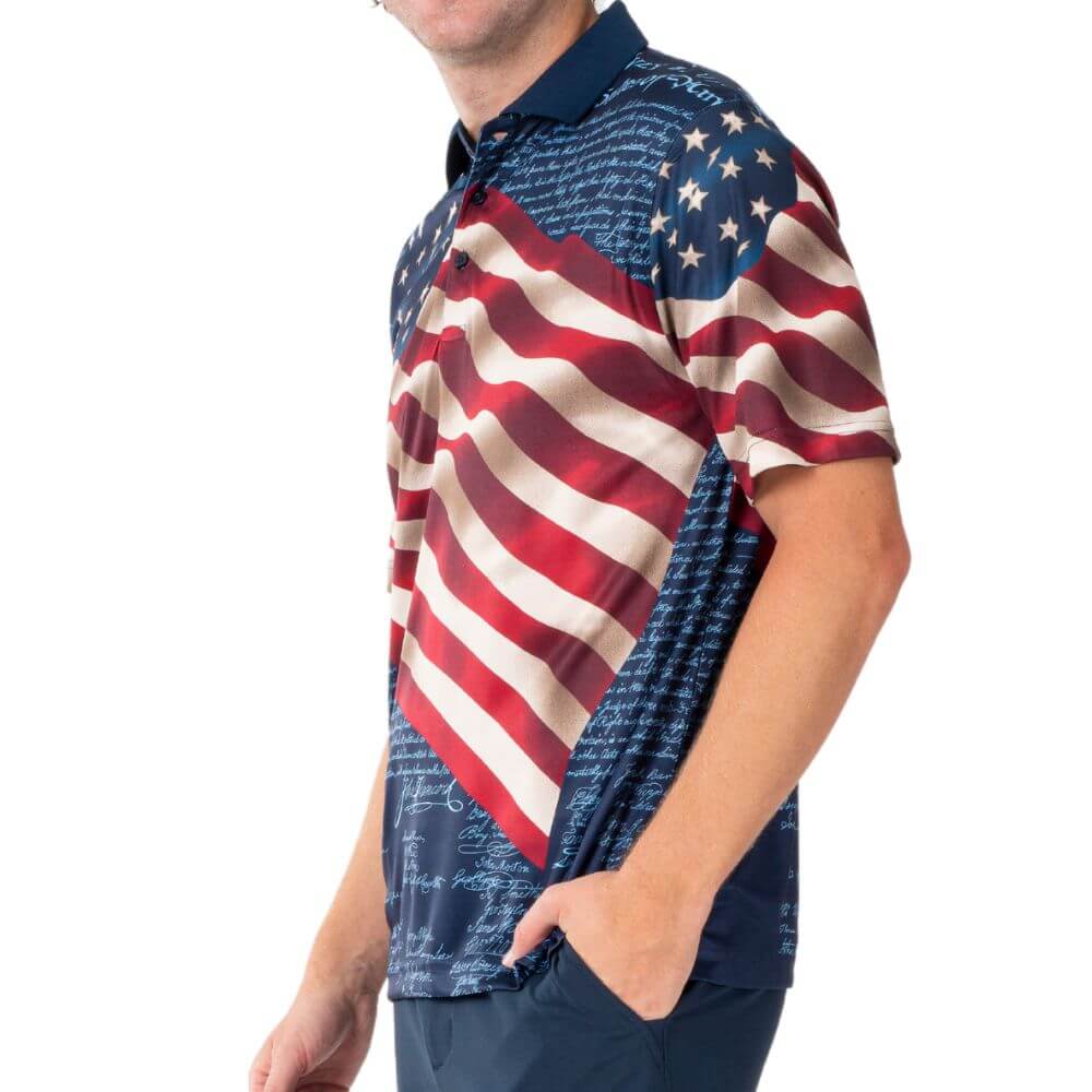 Men's American Flag Tech Polo