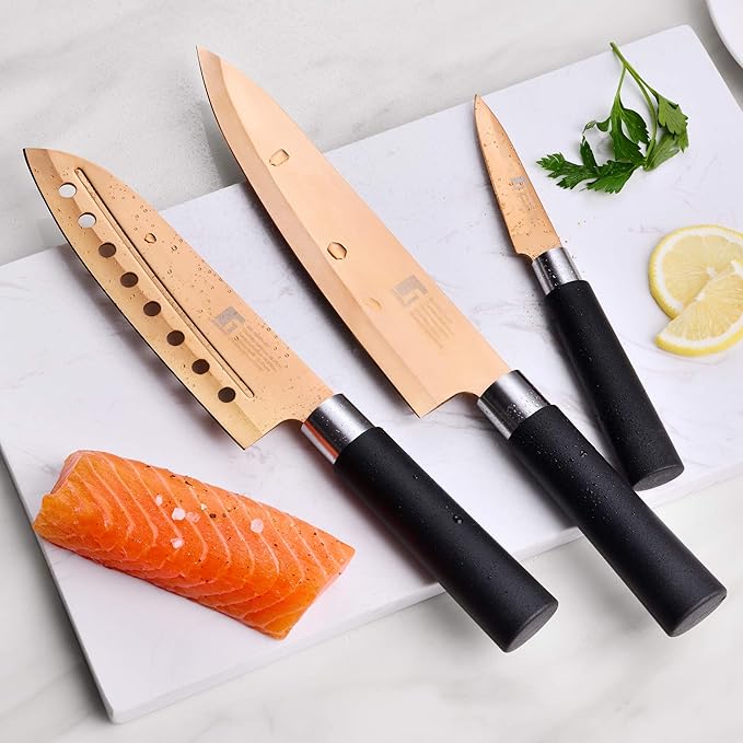 KNIVES Bergner Set of 3 Stainless Steel Kitchen Knives Samurai Copper Collection