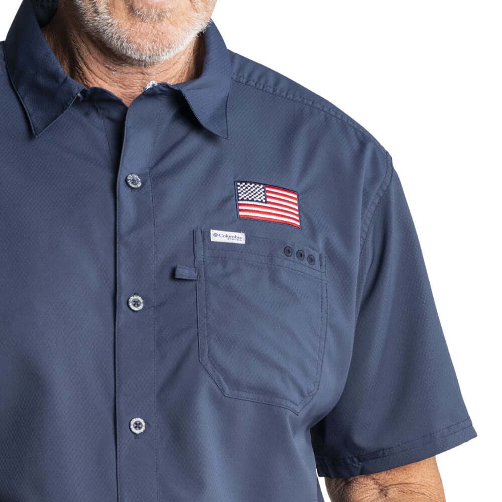 Men's Columbia USA Flag Slack Tide Short-Sleeve Shirt
