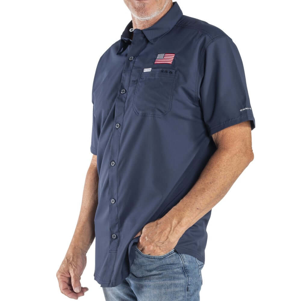 Men's Columbia USA Flag Slack Tide Short-Sleeve Shirt