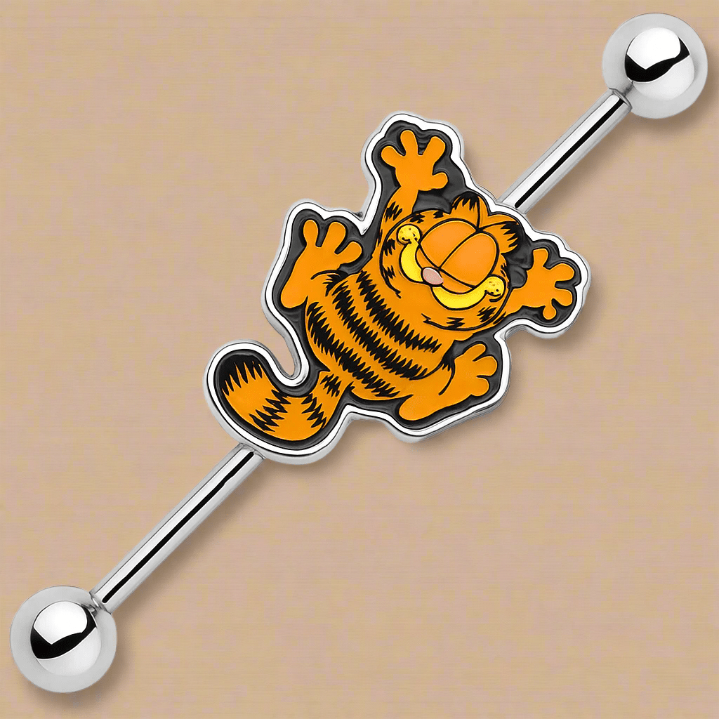 38mm Dangling Garfield Industrial Barbell - COLO