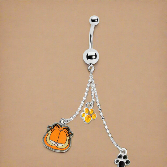 Paw Print Chain Dangle Garfield Belly Ring